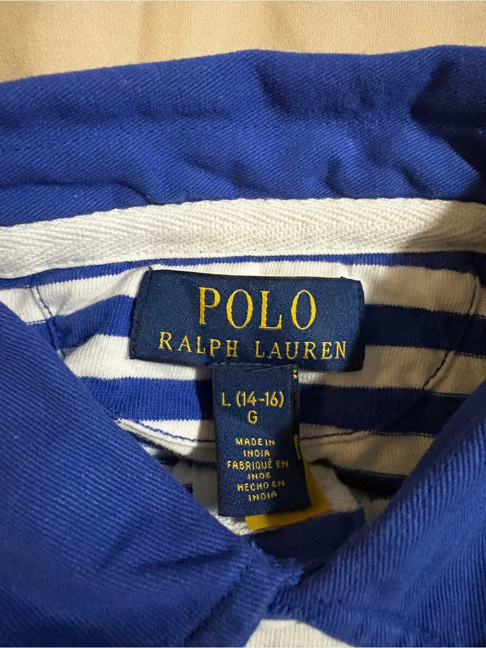 Polo Ralph Lauren Boys RL-67 Blue & White Rugby Shirt Size Large (14-16) NWOT
